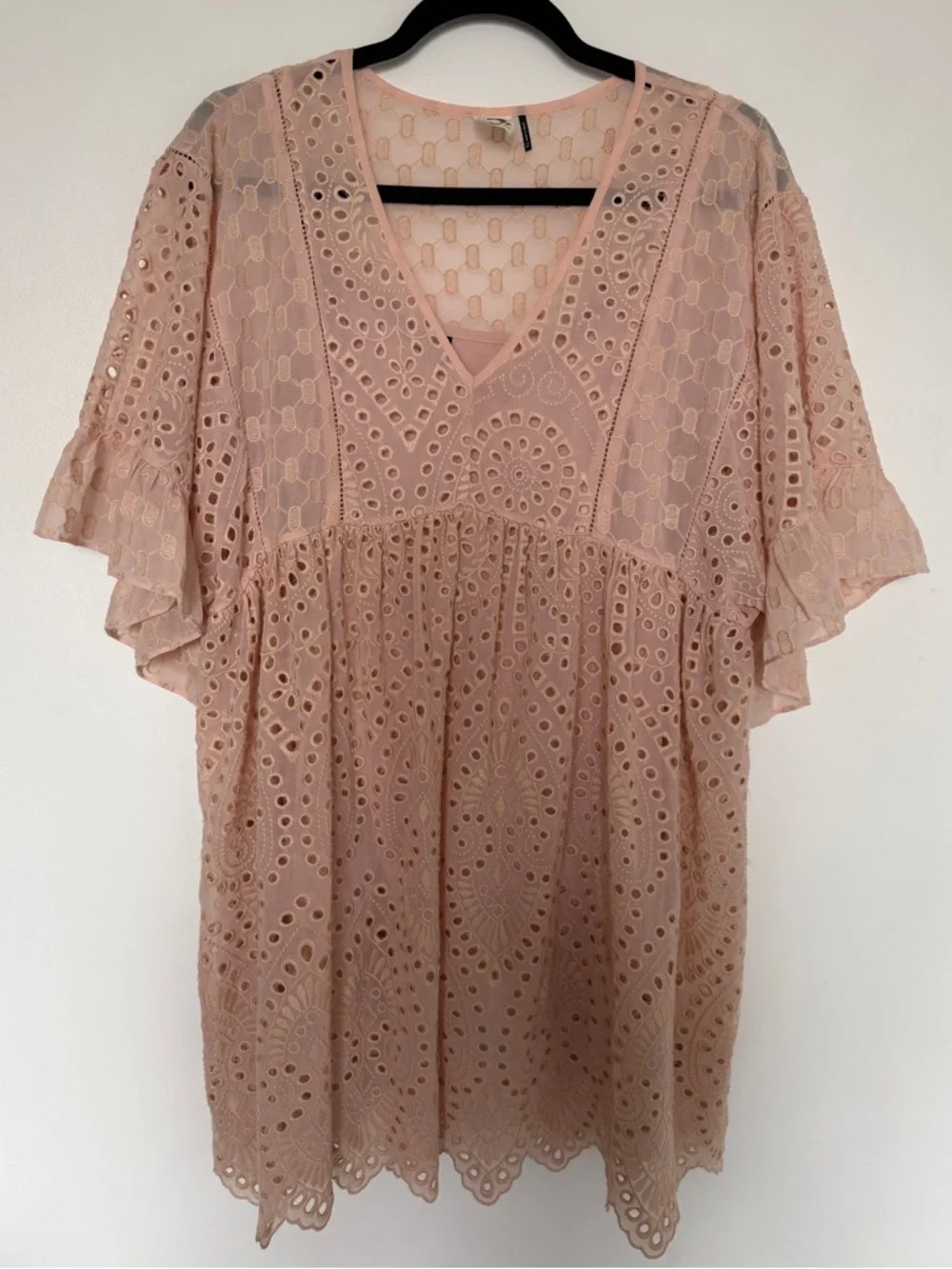 Anthropologie Blush Pink Eyelet Lace Dress, 6P - Picture 1 of 6